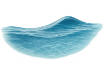 Blue water wave creating ripples in liquid form with transparent background for design element