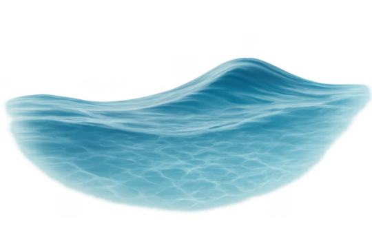 Blue water wave creating ripples in liquid form with transparent background for design element