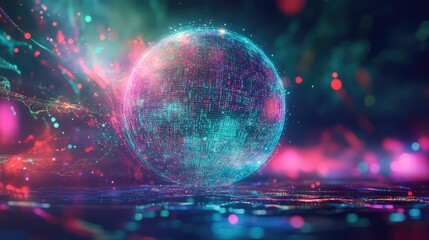 Digital data sphere creating abstract technology network