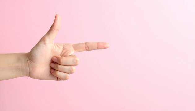 Hand Pointing in Pale Pastel Pink Abstract Background Dreamy and Ethereal Design Style Smooth Texture Soft Lighting Subtle Circles and Neutral Color Palette