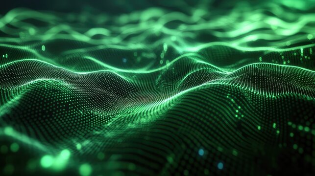 Digital wave particles creating a futuristic data network - Powered by Adobe