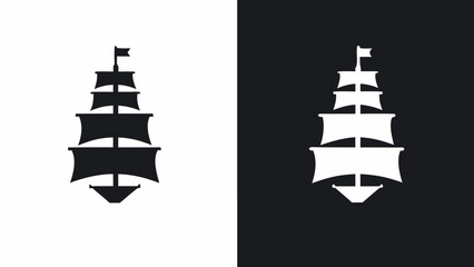 Bold ship silhouette, nautical adventure awaits with this crisp maritime graphic for branding projects