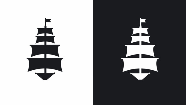 Bold ship silhouette, nautical adventure awaits with this crisp maritime graphic for branding projects