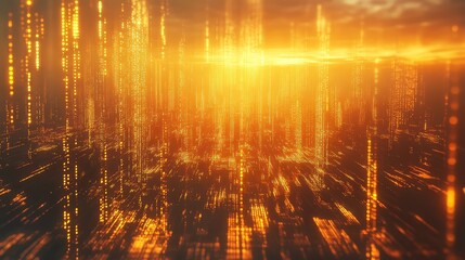 Digital data flowing through abstract virtual city network