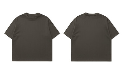 Fototapeta premium Modern oversized olive tee shirt mockup front and back views for apparel branding and design projects