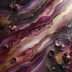 Deep Plum Acrylic Wall Art with Layered Resin and Metallic Flake