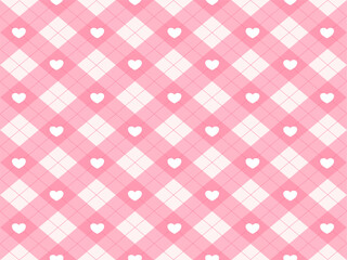 Pink diamond check seamless pattern with soft pastel tones, perfect for fabric, packaging, stationery, and Valentine season designs.