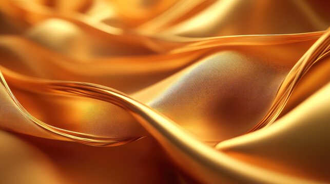 Golden silk fabric creating flowing luxury texture background - Powered by Adobe