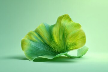 Abstract Green Yellow Leaf Shape with Light Green Background