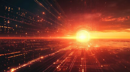 Digital data network connecting global information cityscape