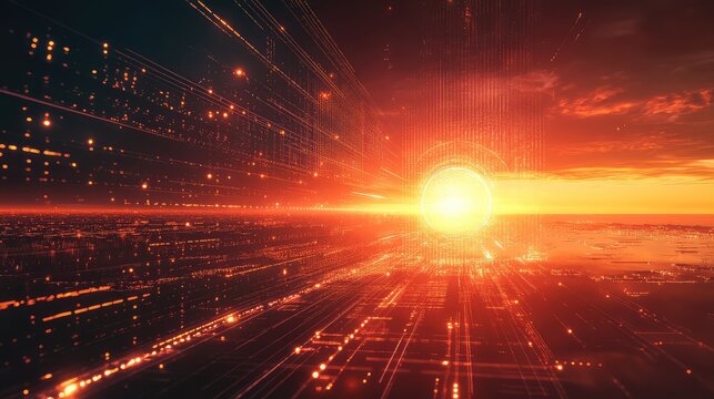 Digital data network connecting global information cityscape