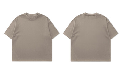 Naklejka premium Stylish taupe t-shirt mockup front and back view for apparel design perfect for showcasing your brand with a modern, clean aesthetic