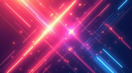 Obraz premium Abstract neon light streaks and particles in a dark space