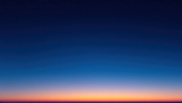 Peaceful twilight sky gradient with warm orange pink purple and cool blue colors. Serene sunset atmosphere with subtle horizon line creating tranquil evening scene.