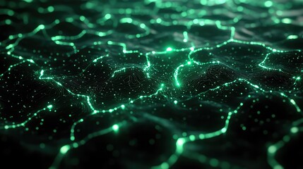 Digital network connecting data points in an abstract design