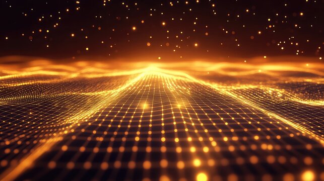 Glowing golden grid representing digital data connection