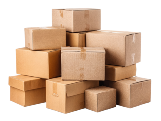 Stack of cardboard boxes ready for shipping.