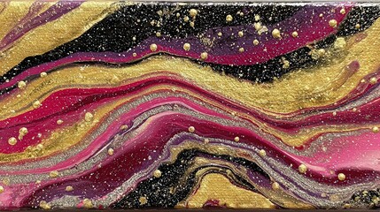 Abstract Swirl of Crimson Gold and Sapphire Glittering Texture Background with Fluid Art Style High Resolution