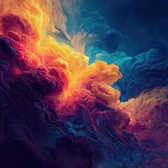 Abstract Swirling Colors in Red Orange Blue with Pixelated Texture and Dynamic Lighting Art