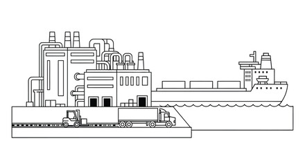Naklejka premium Industry factory shipping logistics transportation cargo vector