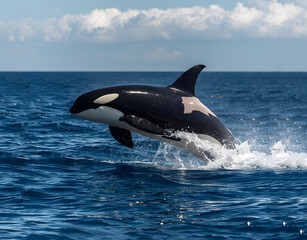 Obraz premium Wild Killer Whale Leaping in Natural Marine Habitat