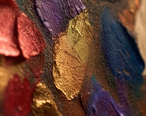Abstract Texture Of Multi-Colored Paint Strokes With Glitter Highlighting Detail and Depth