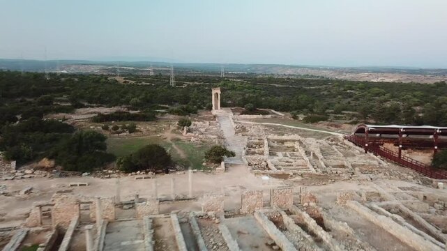 Aerial view of Kourion Ancient Amphitheater. Limassol, Republic of Cyprus.