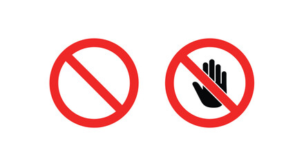 Prohibition sign with a red circle and a hand gesture indicating no entry