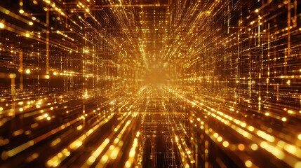 Digital data network connection tunnel with shining particles