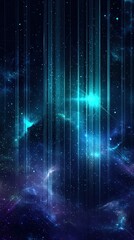 Abstract Sonic Vibrations in Blue Teal Nebula Landscape with Vertical Columns