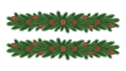 Festive evergreen boughs with pinecones for holiday decorations