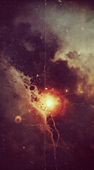 Abstract Space Scene With Nebulae and Starfield Cosmic Burst of Light and Color in Dark Background