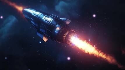 Fototapeta premium Rocket spaceship launching into deep space cosmic exploration