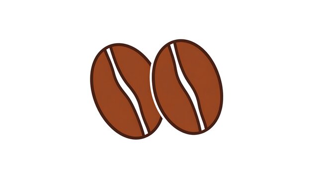 A simple illustration of two brown coffee beans set against a pure white background. The beans have soft edges and defined inner lines