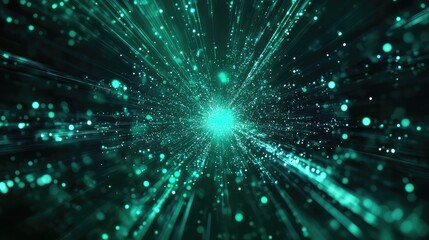 Naklejka premium Digital data flowing through futuristic light network tunnel