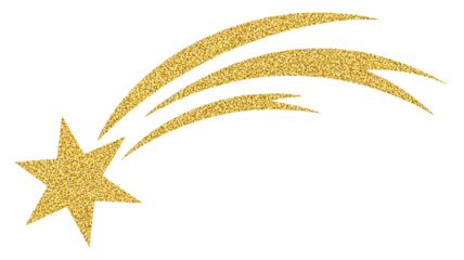 Golden glitter shooting star for festive Christmas holiday season
