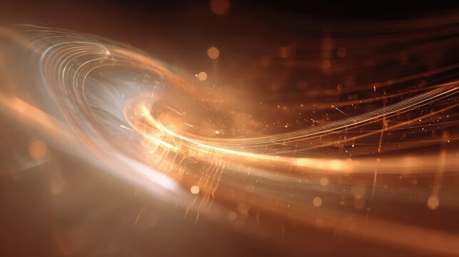 Gold light lines swirling creating abstract energy motion