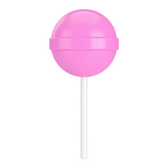 Cute pink lollipop with glossy swirl finish on stick creating sweet playful candy aesthetic isolated on white background