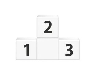 Numbered 1 2 3 blocks arranged in playful stacked formation for educational learning visuals isolated on white background