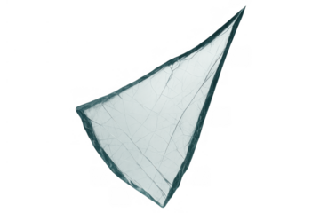 Shattered glass shard with sharp edges creating a concept of breaking, crisis, destruction, and damage on transparent background