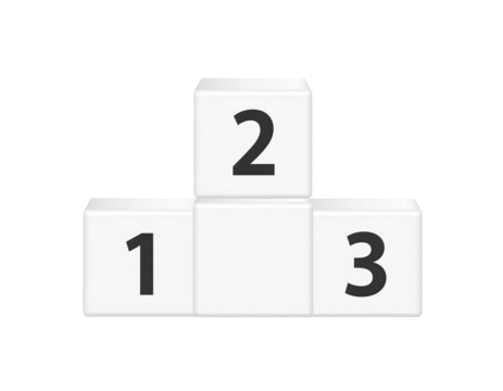 Numbered 1 2 3 blocks arranged in playful stacked formation for educational learning visuals isolated on white background