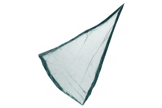 Shattered glass shard with sharp edges creating a concept of breaking, crisis, destruction, and damage on transparent background