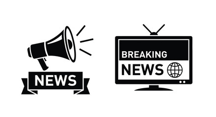A megaphone and television displaying breaking news a visual communication concept