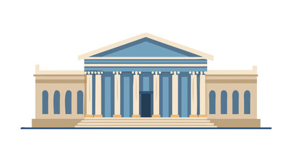 Obraz premium A classical museum building vector illustration on black