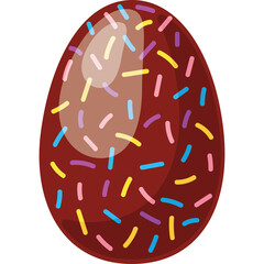 Chocolate Easter Egg With Colorful Sprinkles On A Transparent Background Detailed And Festive Design