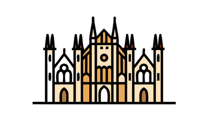 Fototapeta premium Iconic cathedral building illustration on black background