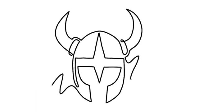 Continue line animation of viking helmet