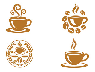 Obraz premium Stylized coffee cup bean logos