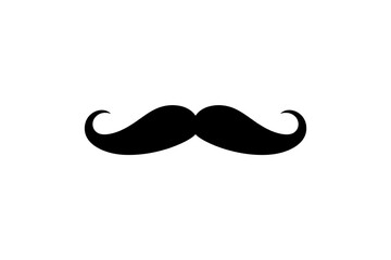 Classic black mustache silhouette on white background