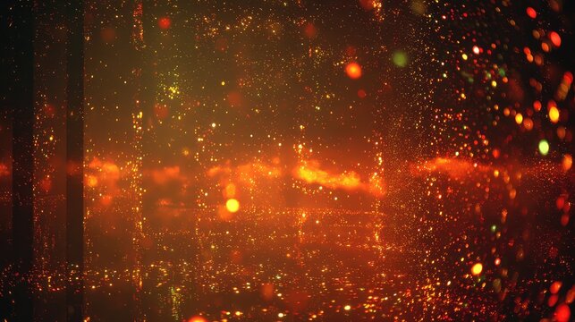 Abstract golden orange glitter particles sparkling bokeh background - Powered by Adobe
